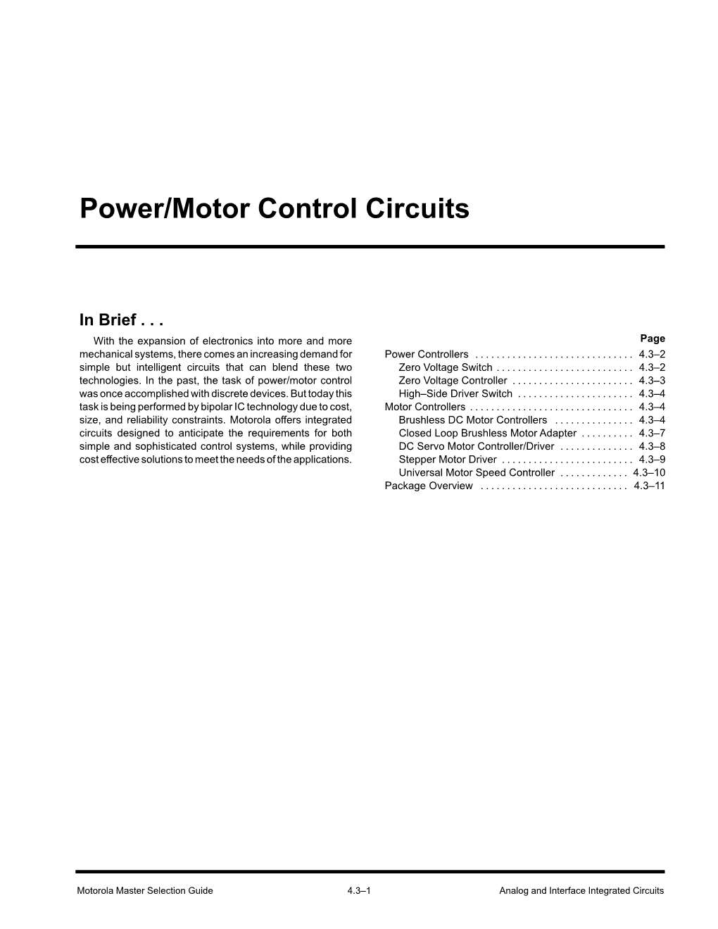 Power/Motor Control Circuits