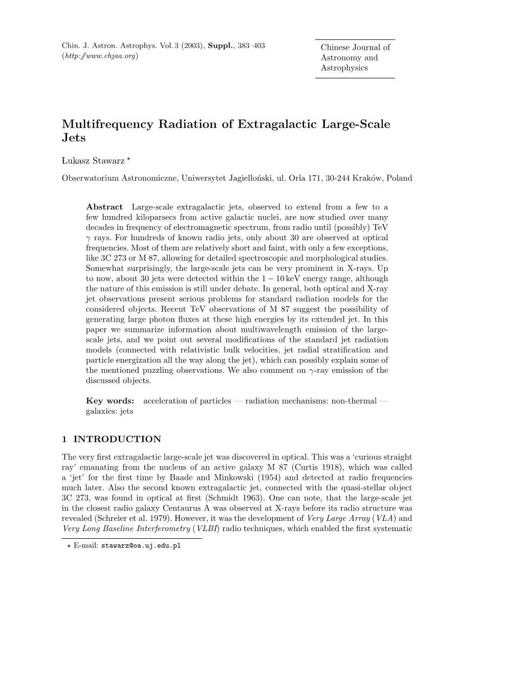 Multifrequency Radiation of Extragalactic Large-Scale Jets