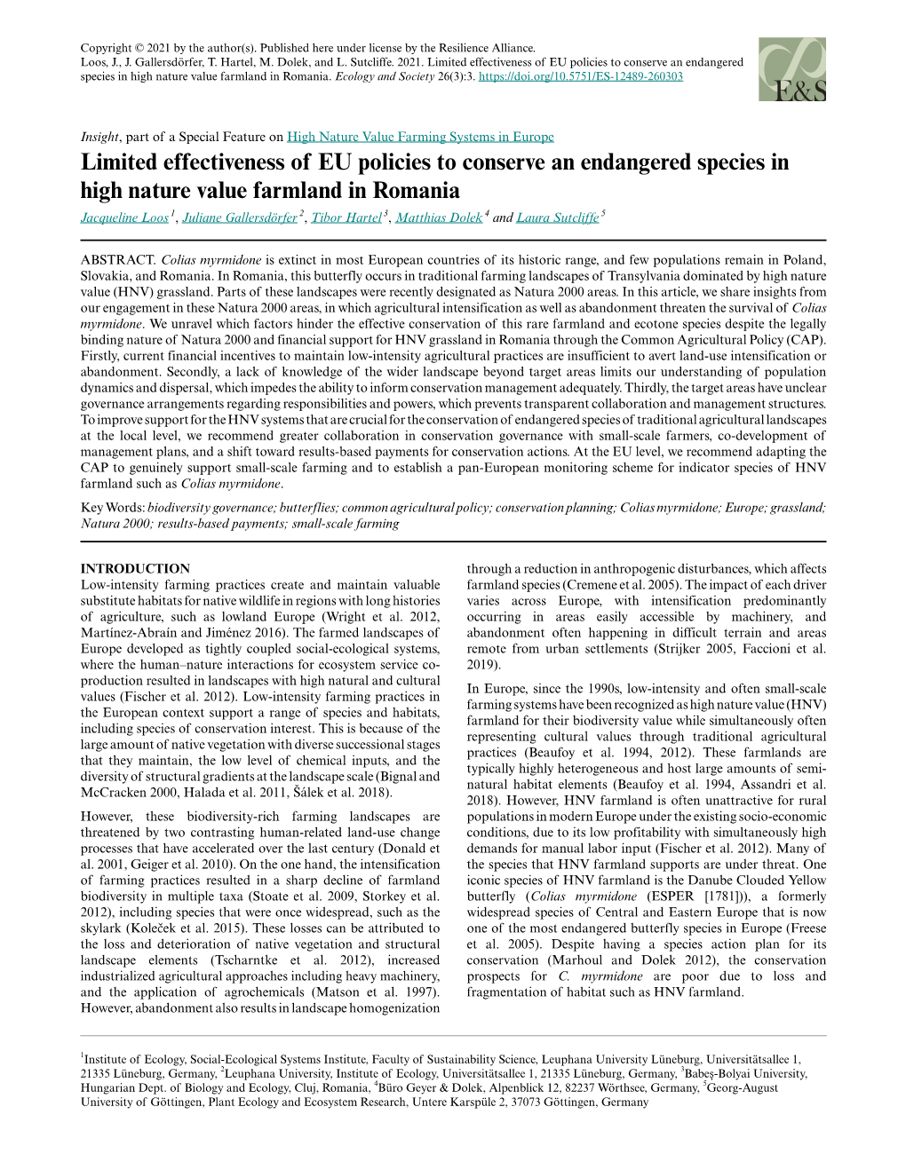 Limited Effectiveness of EU Policies to Conserve an Endangered Species in High Nature Value Farmland in Romania