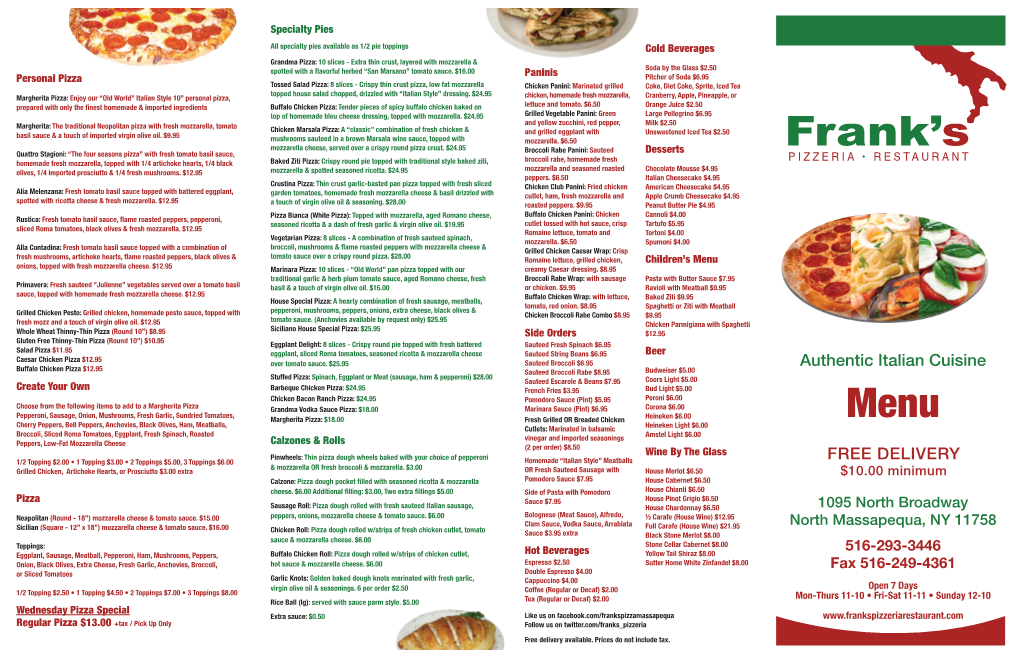 Authentic Italian Cuisine FREE DELIVERY