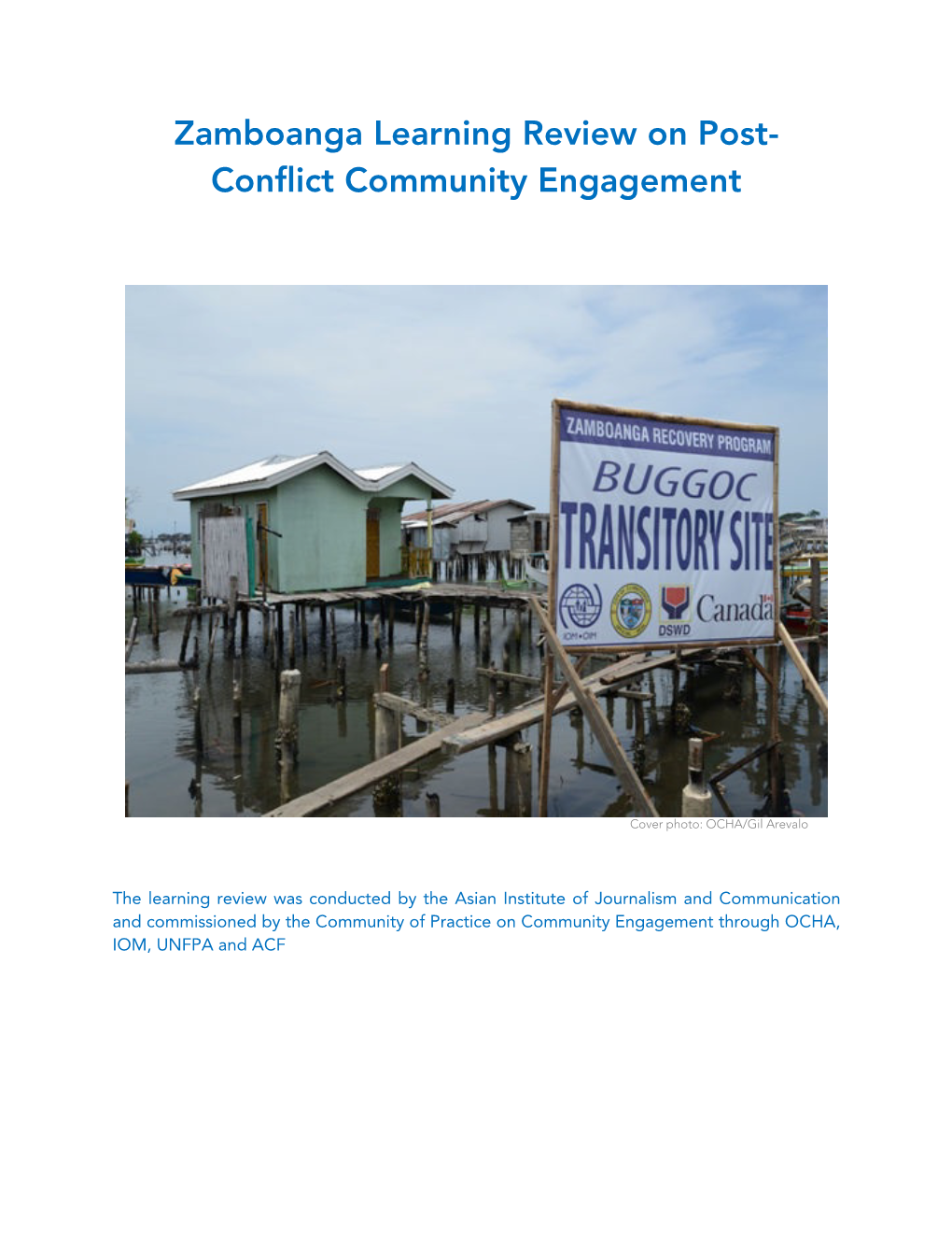Zamboanga Learning Review on Post-Conflict Community Engagement