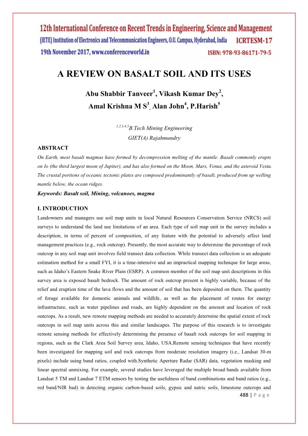A Review on Basalt Soil and Its Uses
