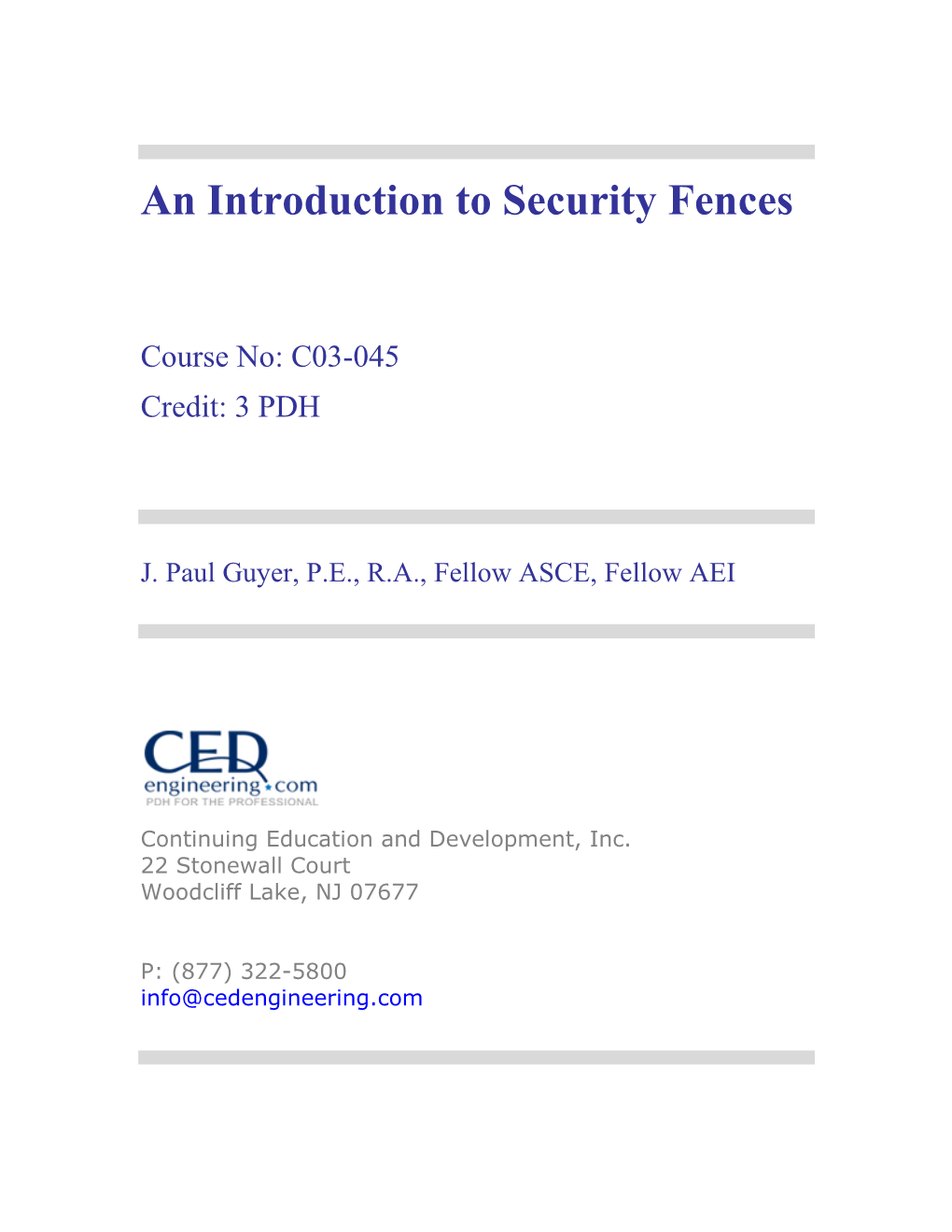 An Introduction to Security Fences