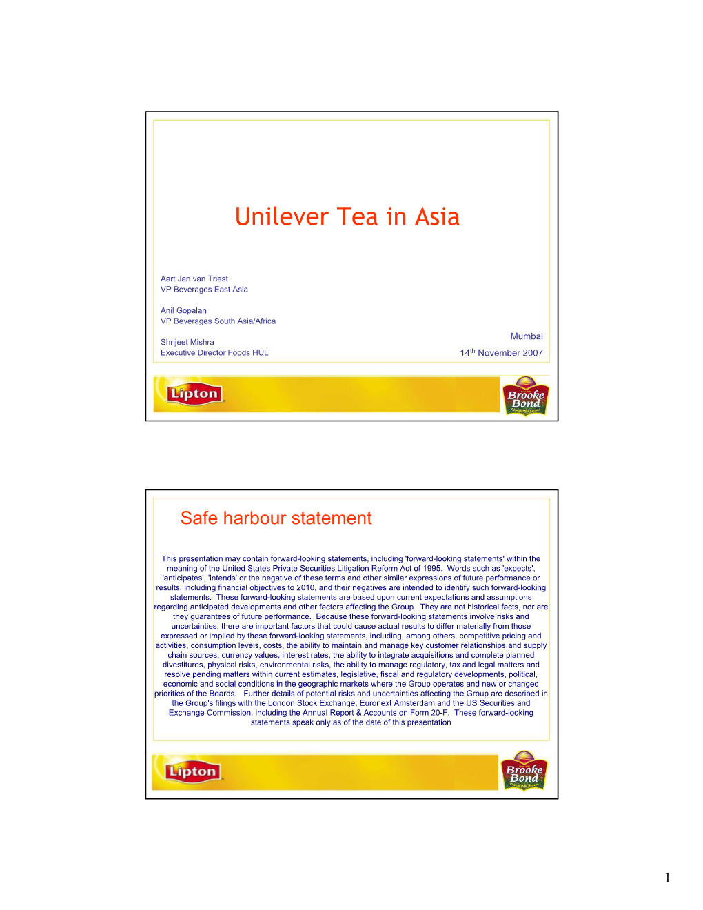 Unilever Tea in Asia