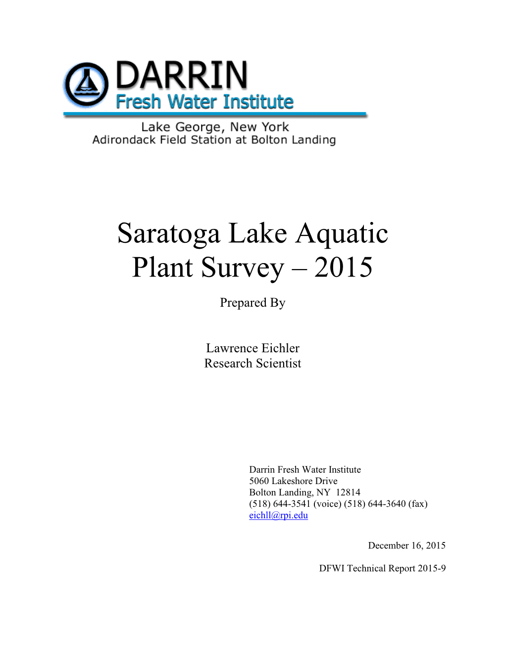 Aquatic Plants of Saratoga Lake