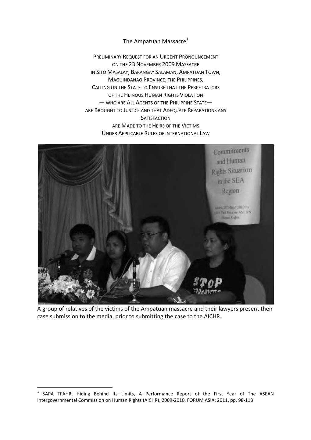 CSO Petition to the AICHR on the Case of Ampatuan Massacre