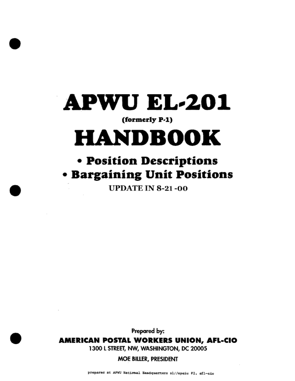 Position Descriptions APWU Edition