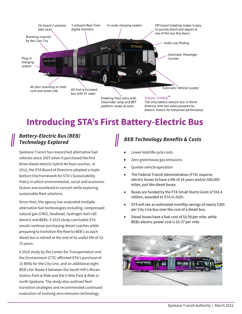 Battery-Electric Bus (BEB) BEB Technology Benefits & Costs Technology Explored