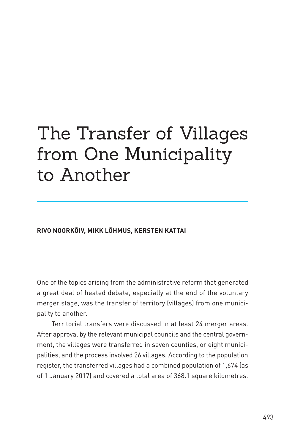 The Transfer of Villages from One Municipality to Another