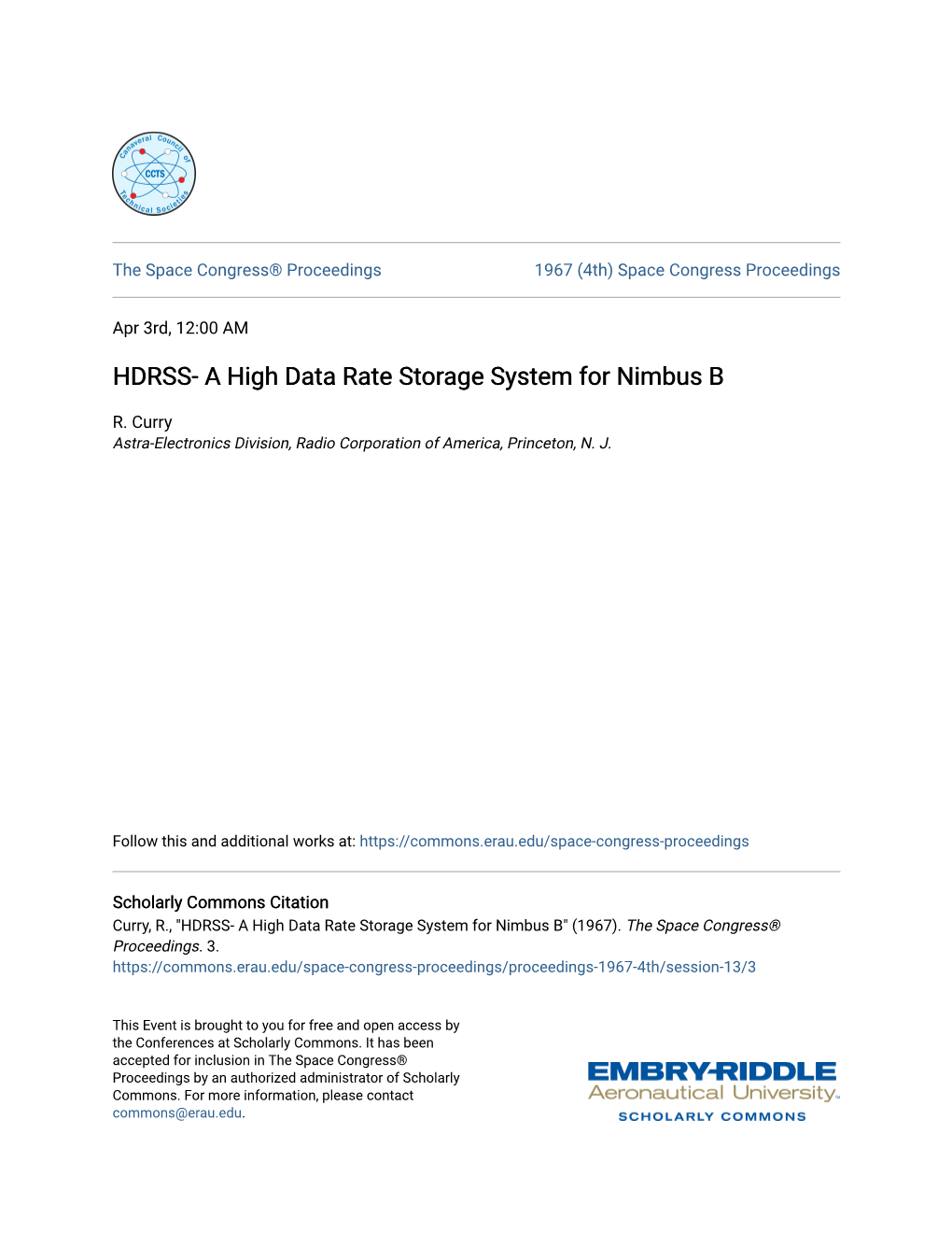 A High Data Rate Storage System for Nimbus B