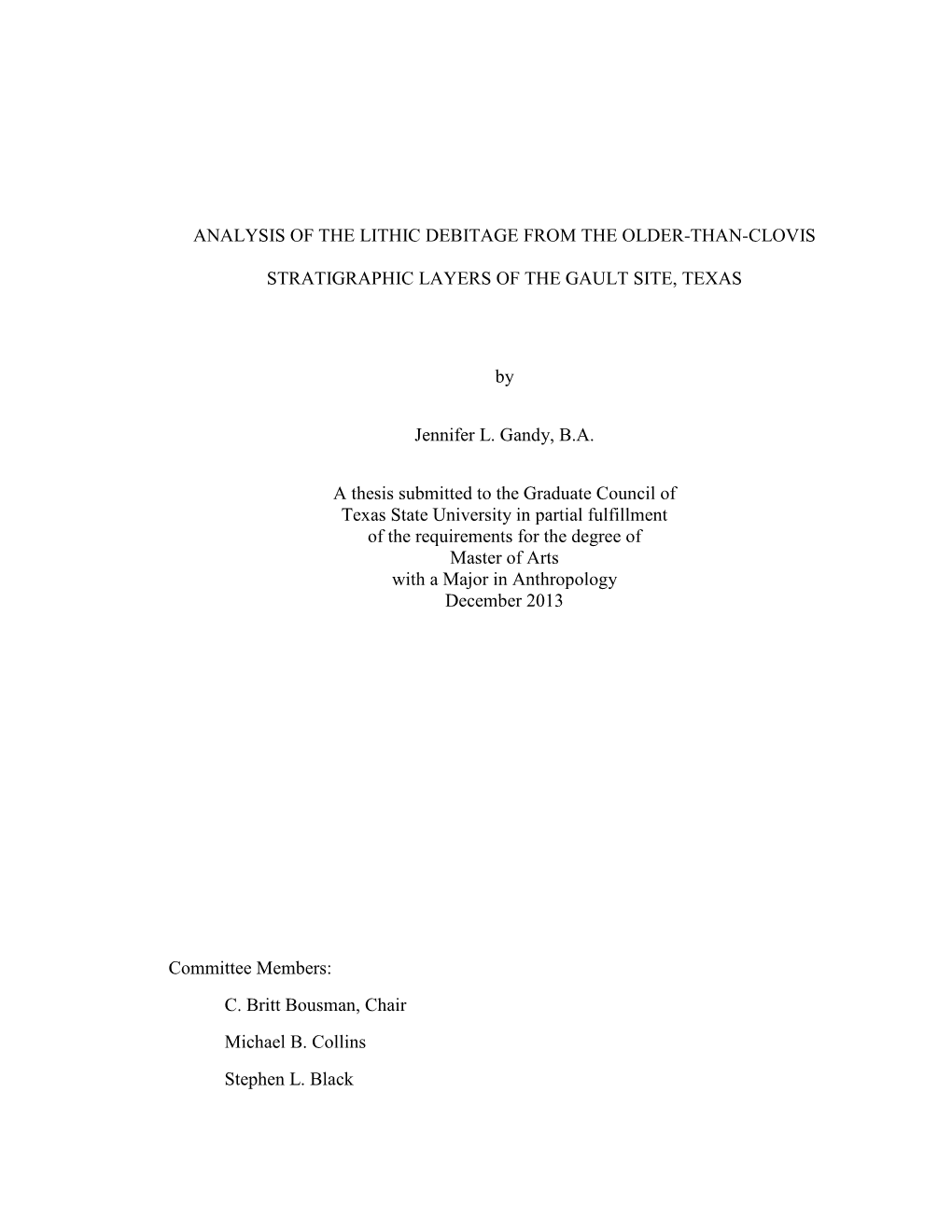 Analysis of the Lithic Debitage from the Older-Than-Clovis