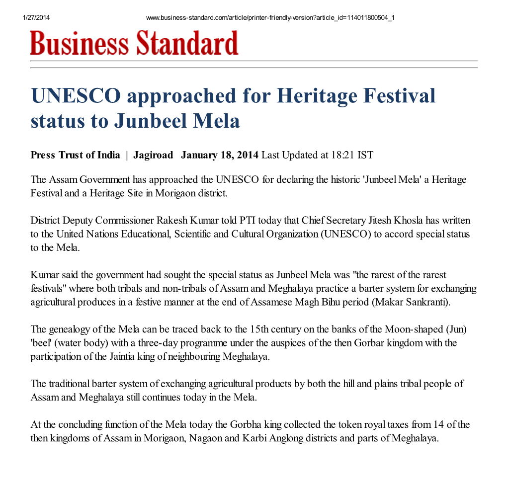 UNESCO Approached for Heritage Festival Status to Junbeel Mela