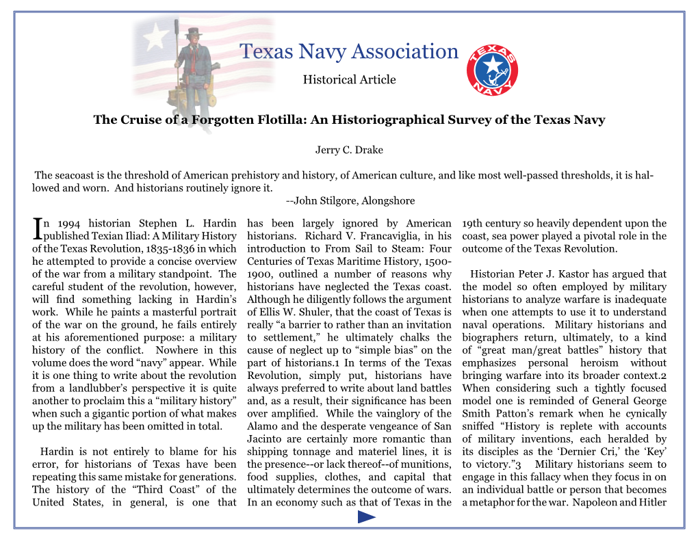 Historiographical Survey of the Texas Navy