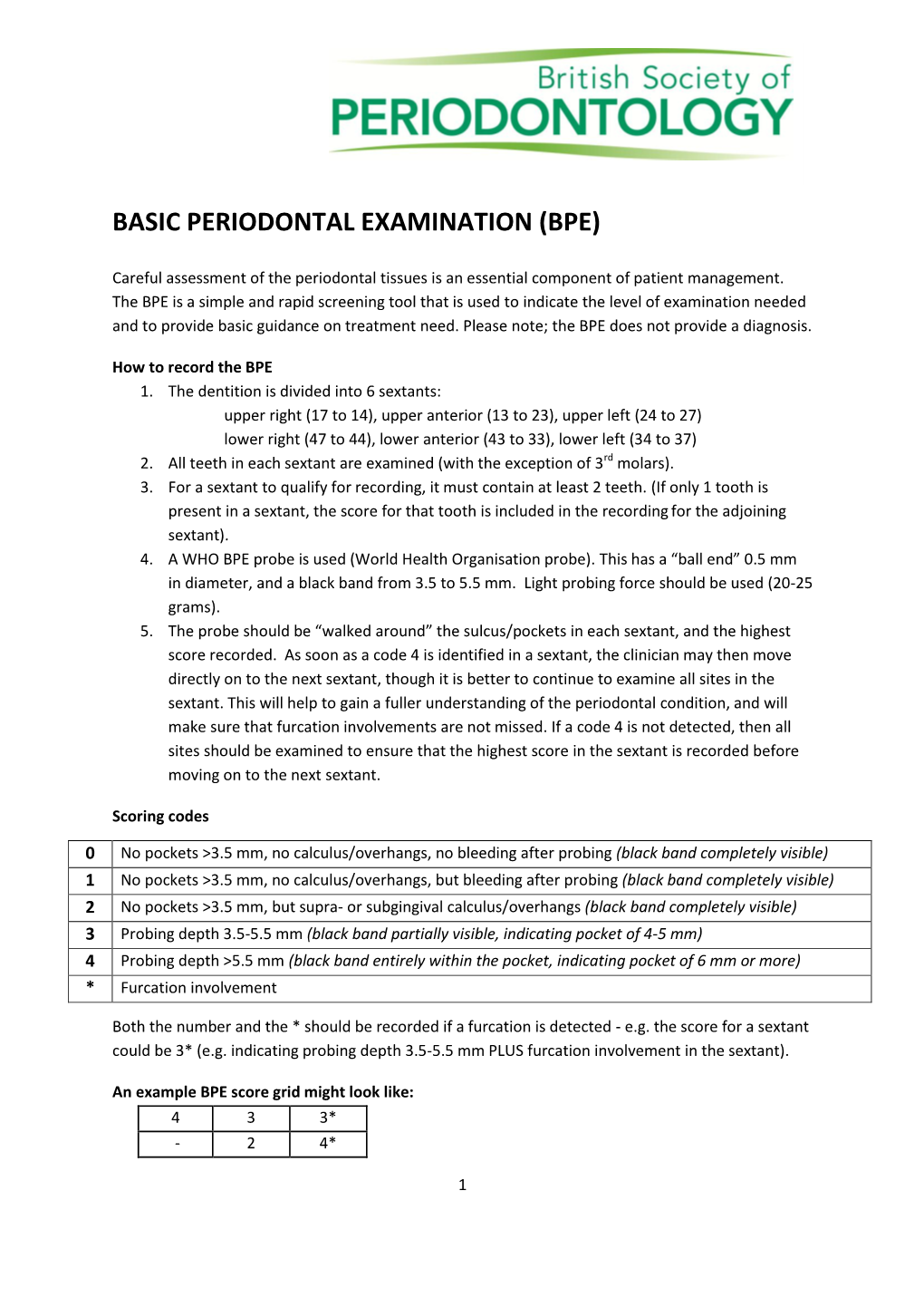 Basic Periodontal Examination (Bpe) 2011