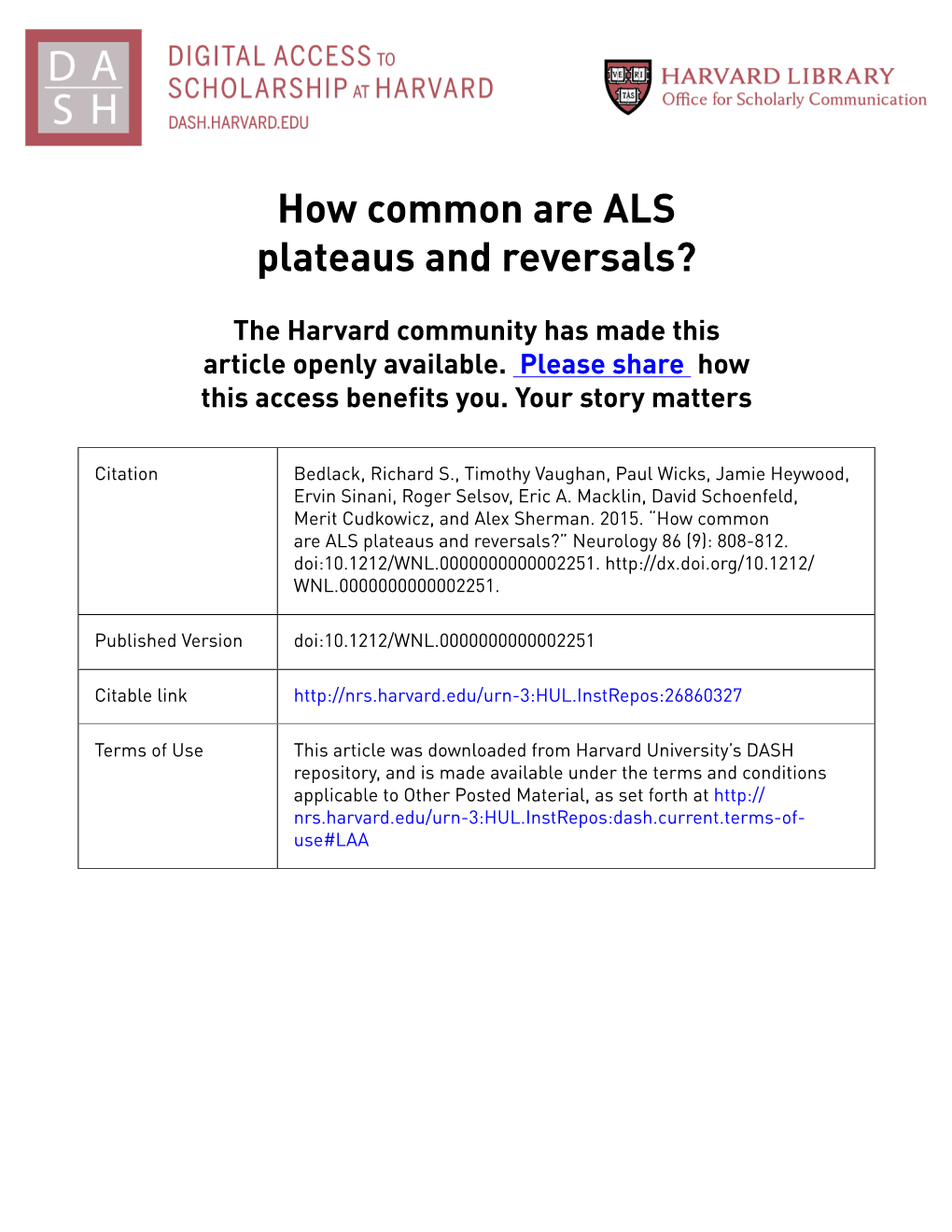 How Common Are ALS Plateaus and Reversals?