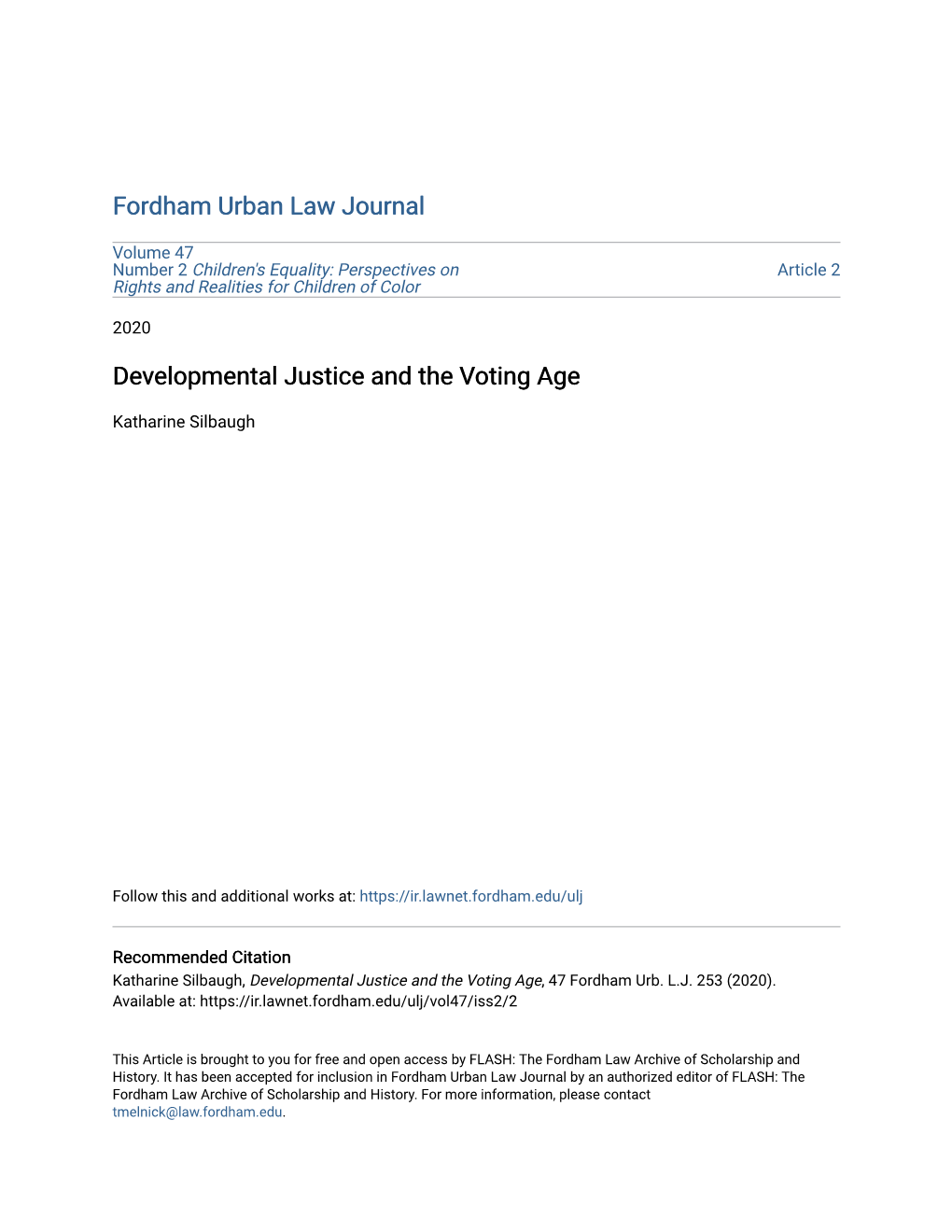 Developmental Justice and the Voting Age