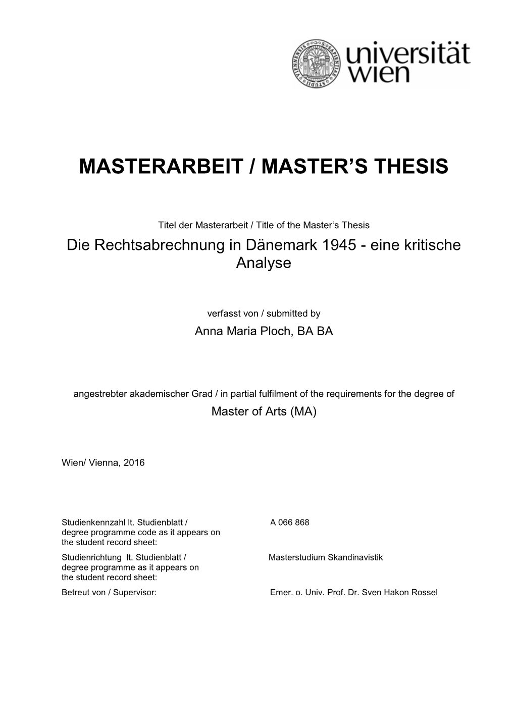 Masterarbeit / Master's Thesis