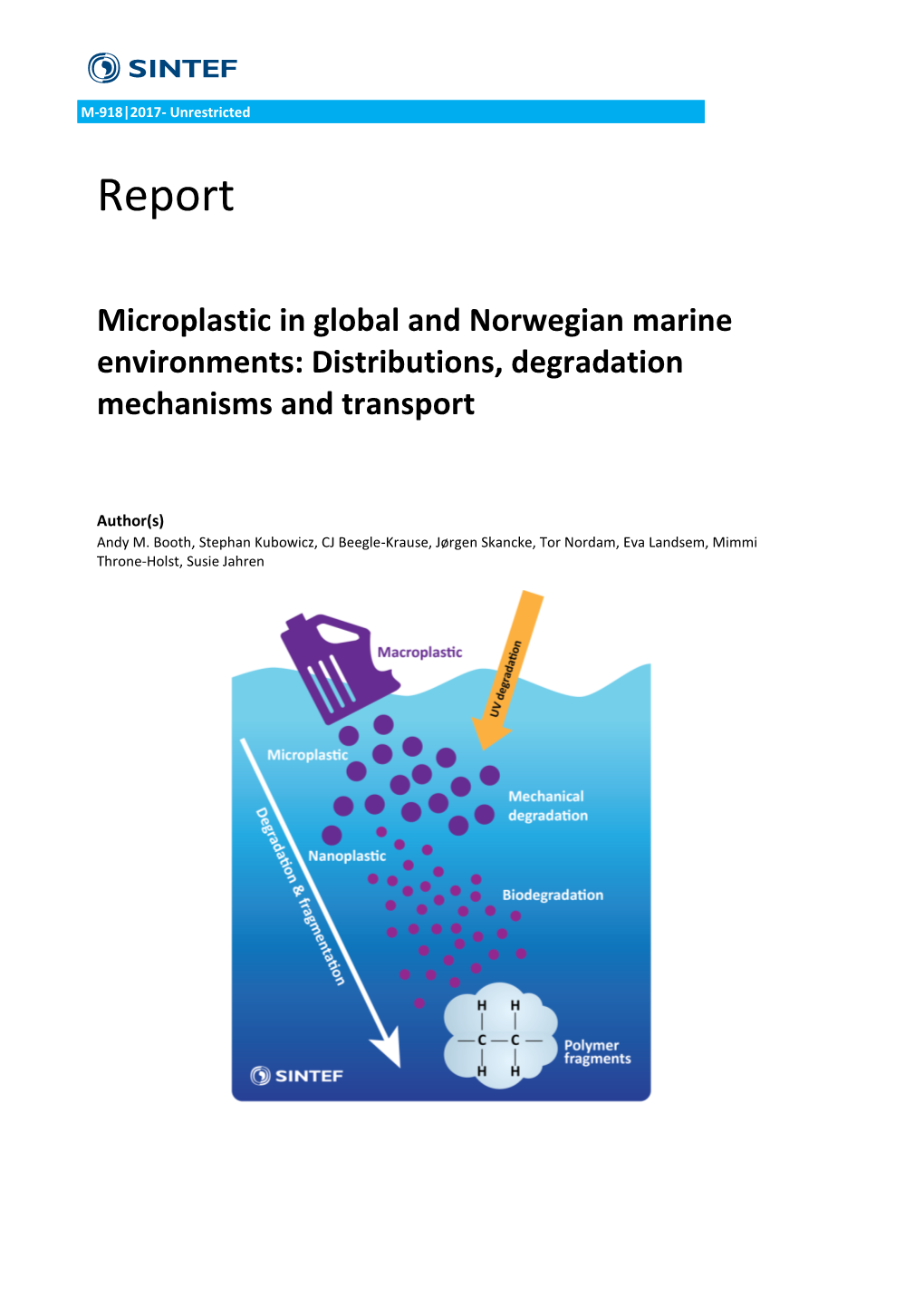 Microplastic in Global and Norwegian Marine Environments: Distributions, Degradation Mechanisms and Transport