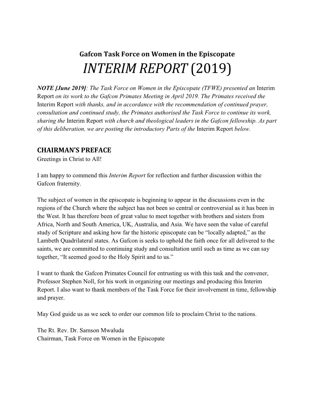 Interim Report (2019)