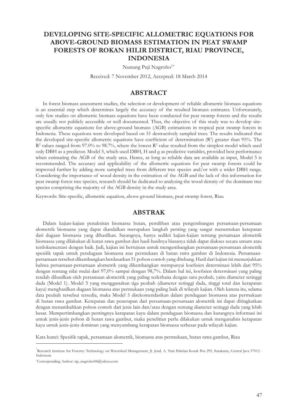 Developing Site-Specific Allometric Equations