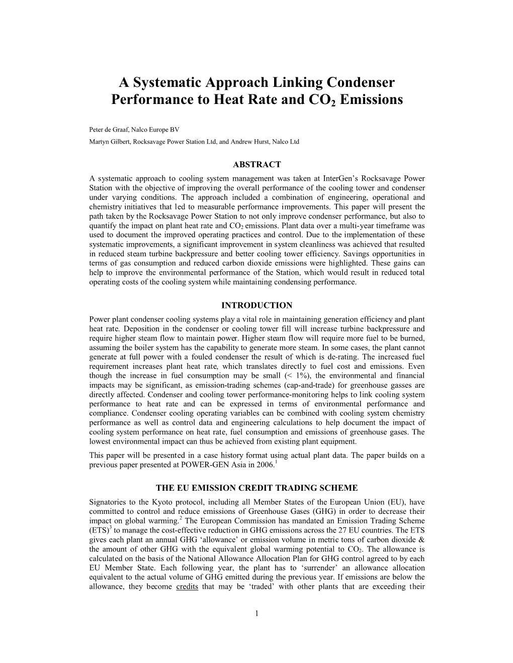 A Systematic Approach Linking Condenser Performance to Heat Rate and CO2 Emissions