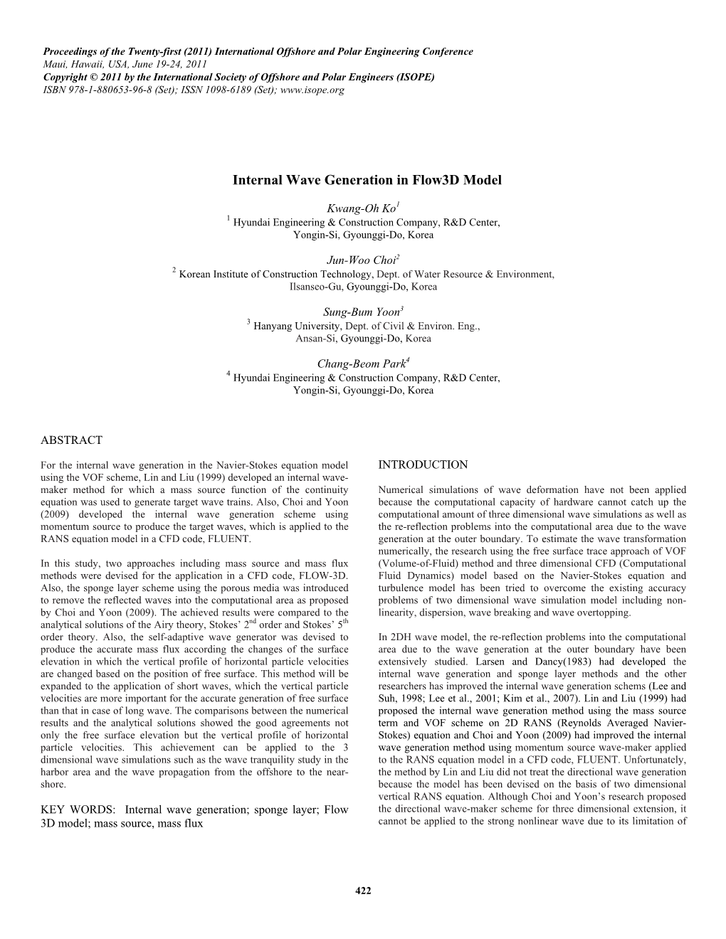 Internal Wave Generation in Flow3d Model