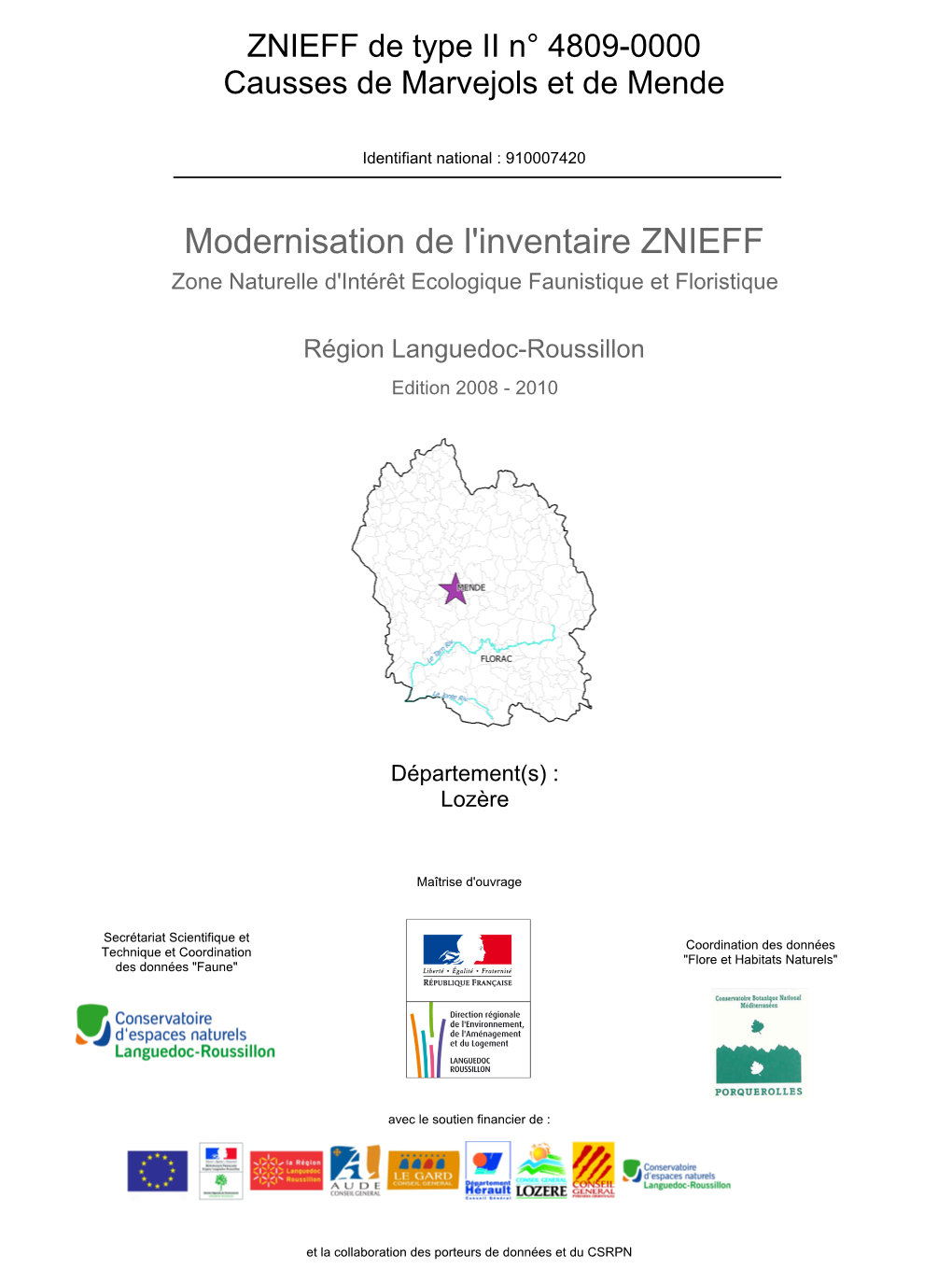 Fiche ZNIEFF Languedoc-Roussillon