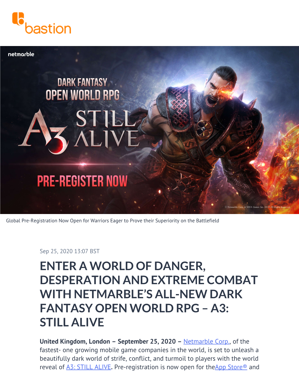 Enter a World of Danger, Desperation and Extreme Combat with Netmarble’S All-New Dark Fantasy Open World Rpg – A3: Still Alive