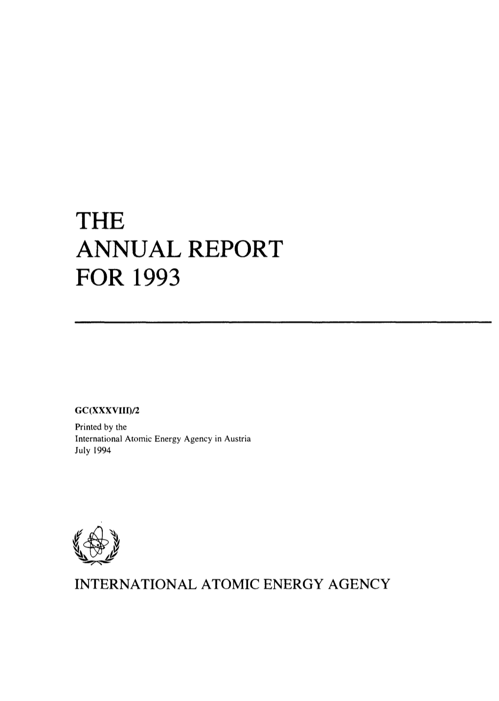 The Annual Report for 1993