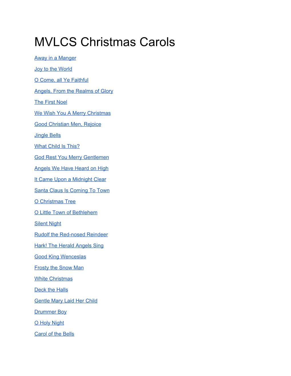 MVLCS Christmas Carols
