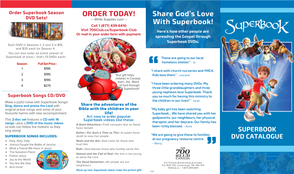 ORDER TODAY! Share God's Love with Superbook!