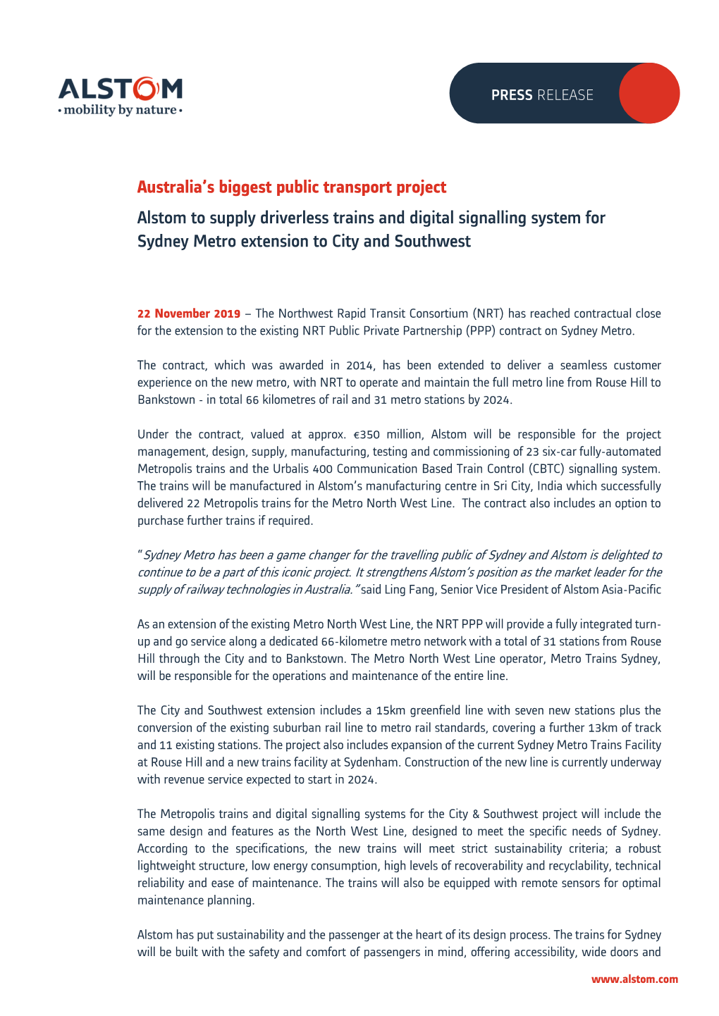 Australia's Biggest Public Transport Project Alstom To