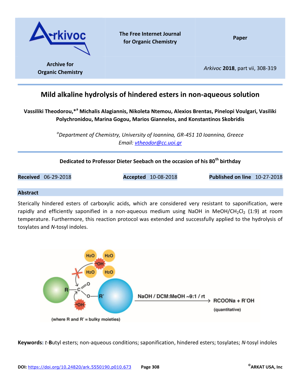 Mild Alkaline Hydrolysis of Hindered Esters in Non-Aqueous Solution