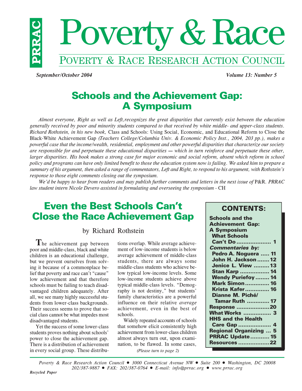 Schools and the Achievement Gap: a Symposium