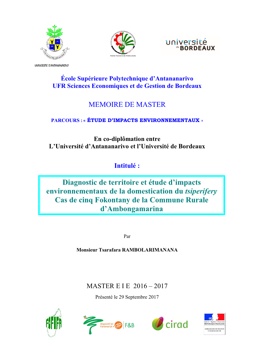 Diagnostic De Territoire Et Étude D'impacts Environnementaux De La