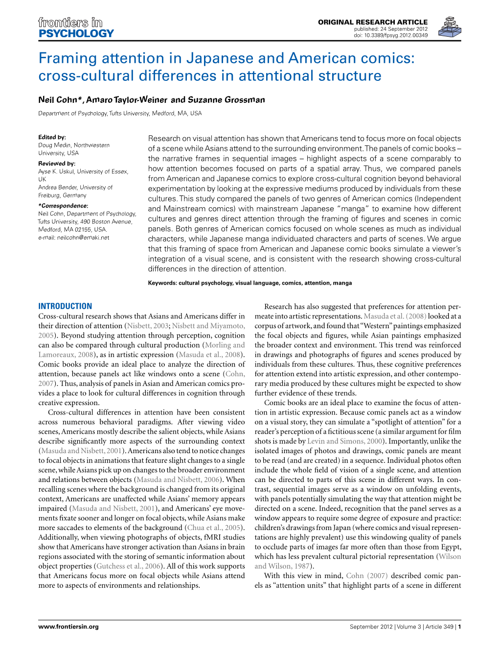 Cross-Cultural Differences in Attentional Structure