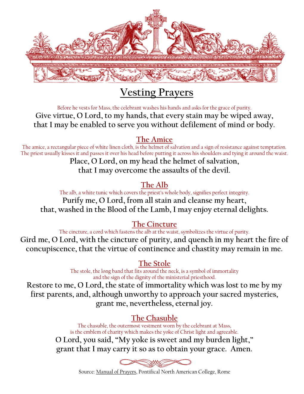 Vesting Prayers