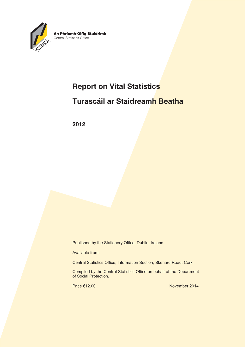 Report on Vital Statistics 2012 3 Tables Page