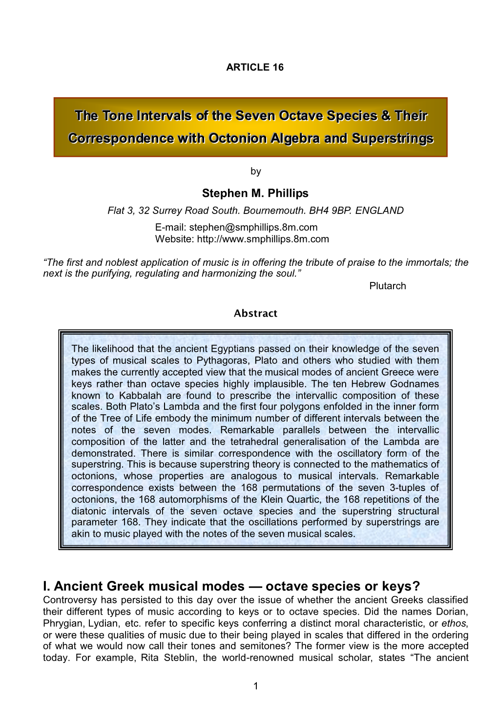 The Tone Intervals of the Seven Octave Species