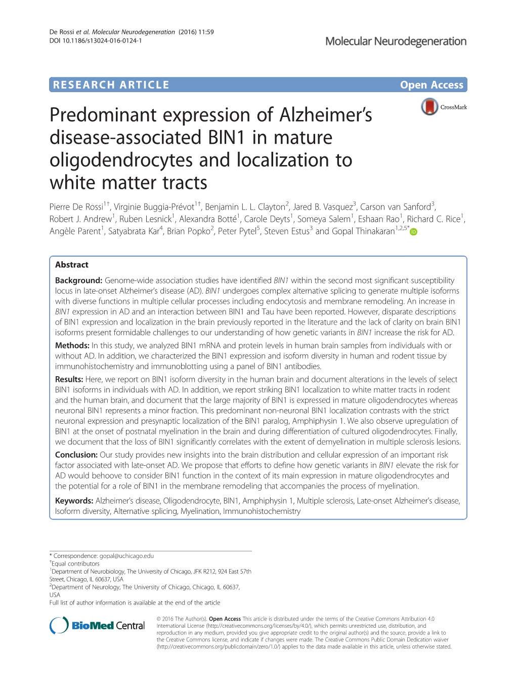 Predominant Expression of Alzheimer's Disease-Associated