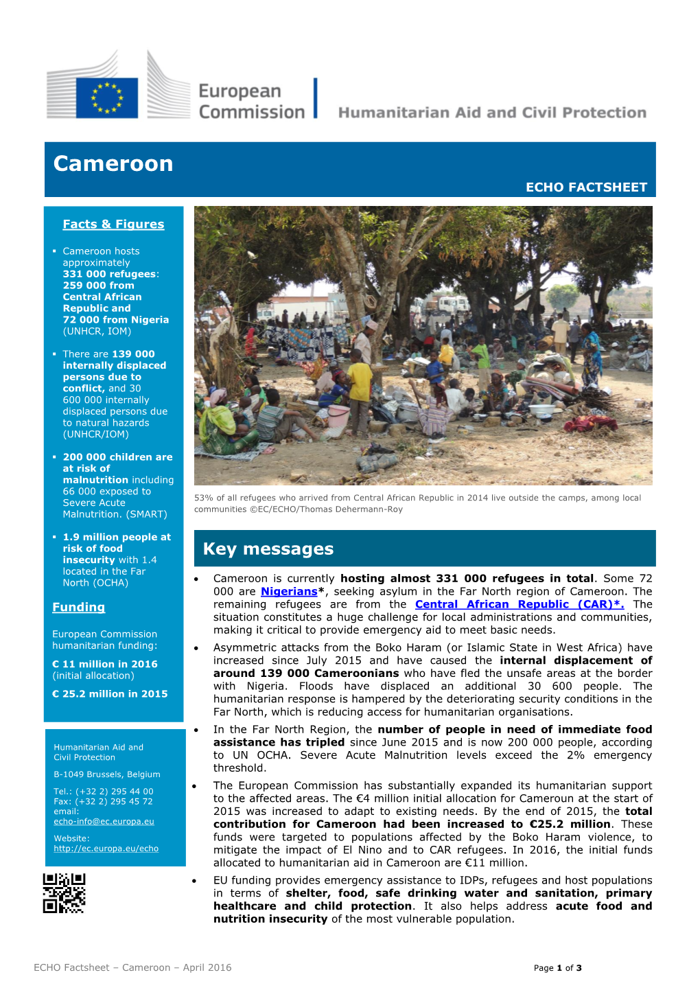 Cameroon ECHO FACTSHEET