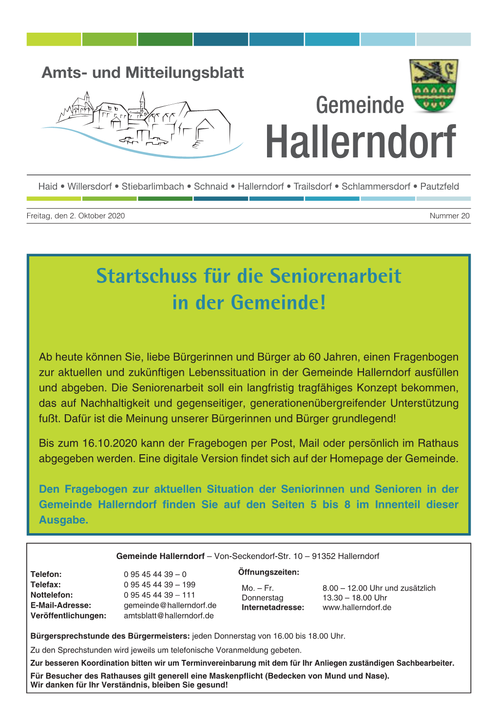 Gemeindeblatt Vom 02.10.2020 Downloaden