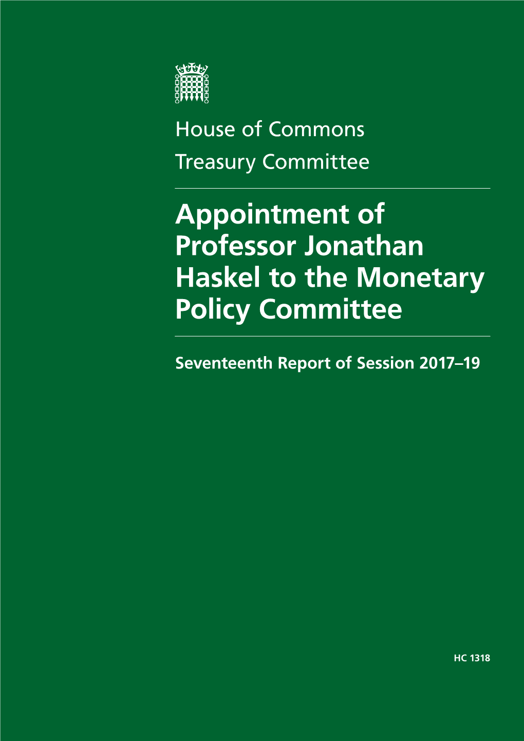 Appointment of Professor Jonathan Haskel to the Monetary Policy Committee