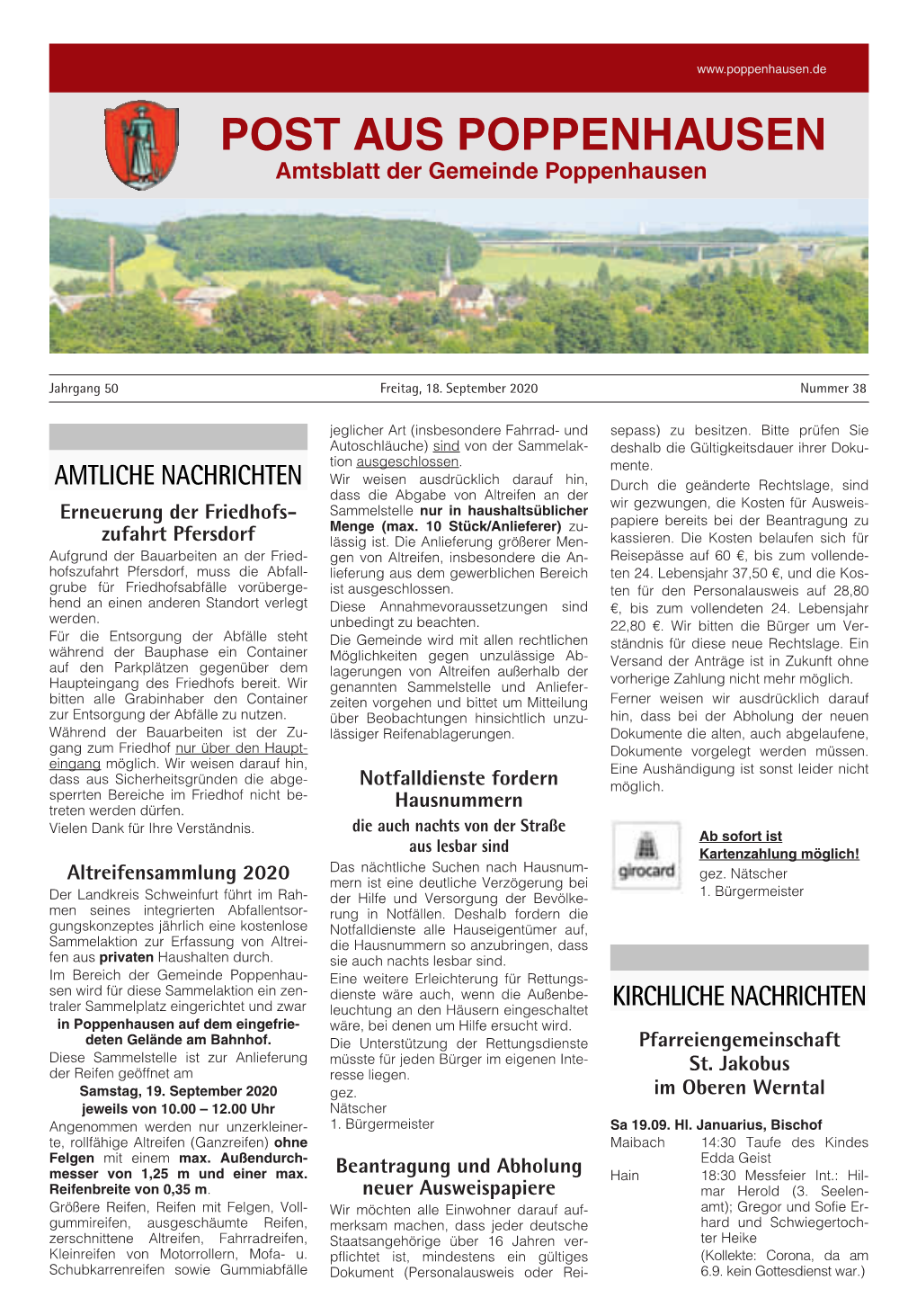 POST AUS POPPENHAUSEN Amtsblatt Der Gemeinde Poppenhausen