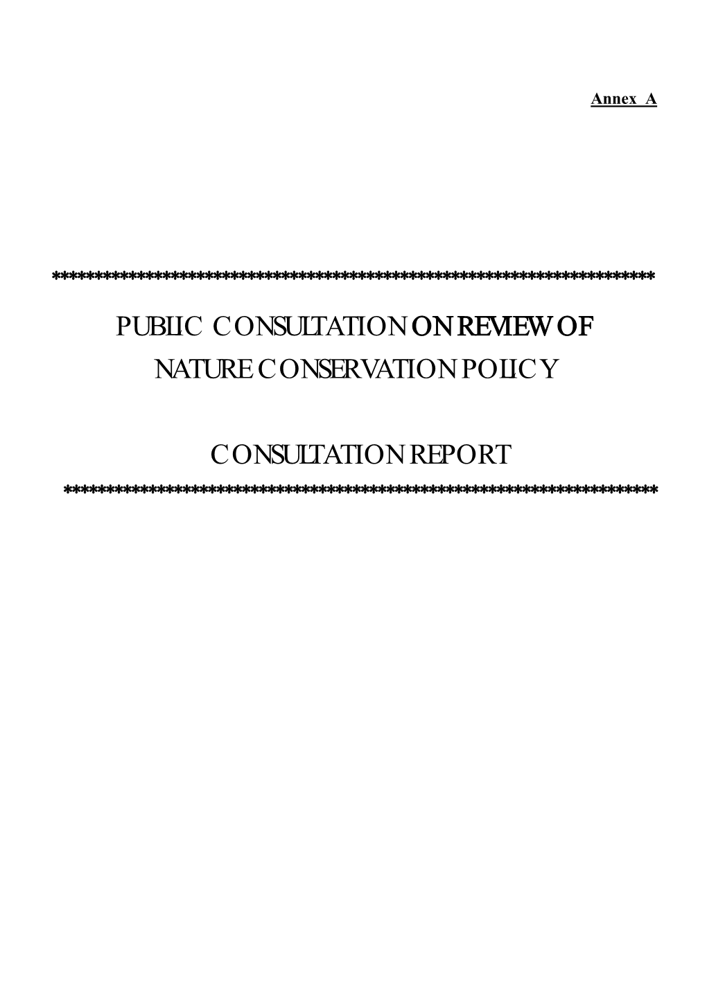 Public Consultation on Review of Nature Conservation Policy