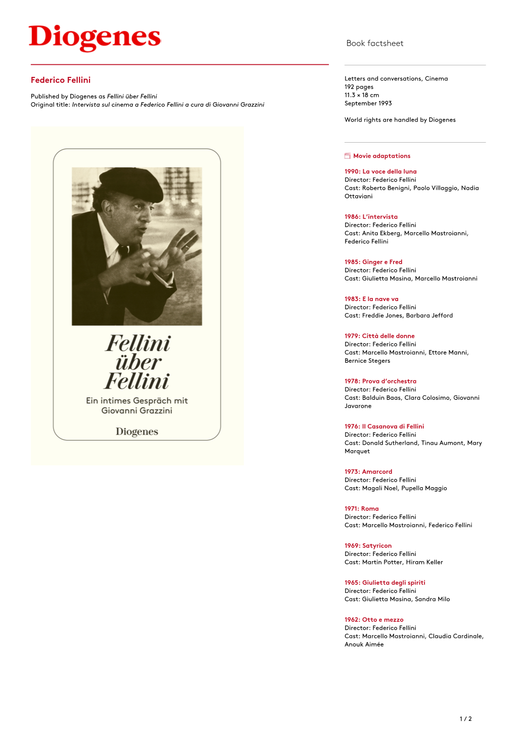 Book Factsheet Federico Fellini