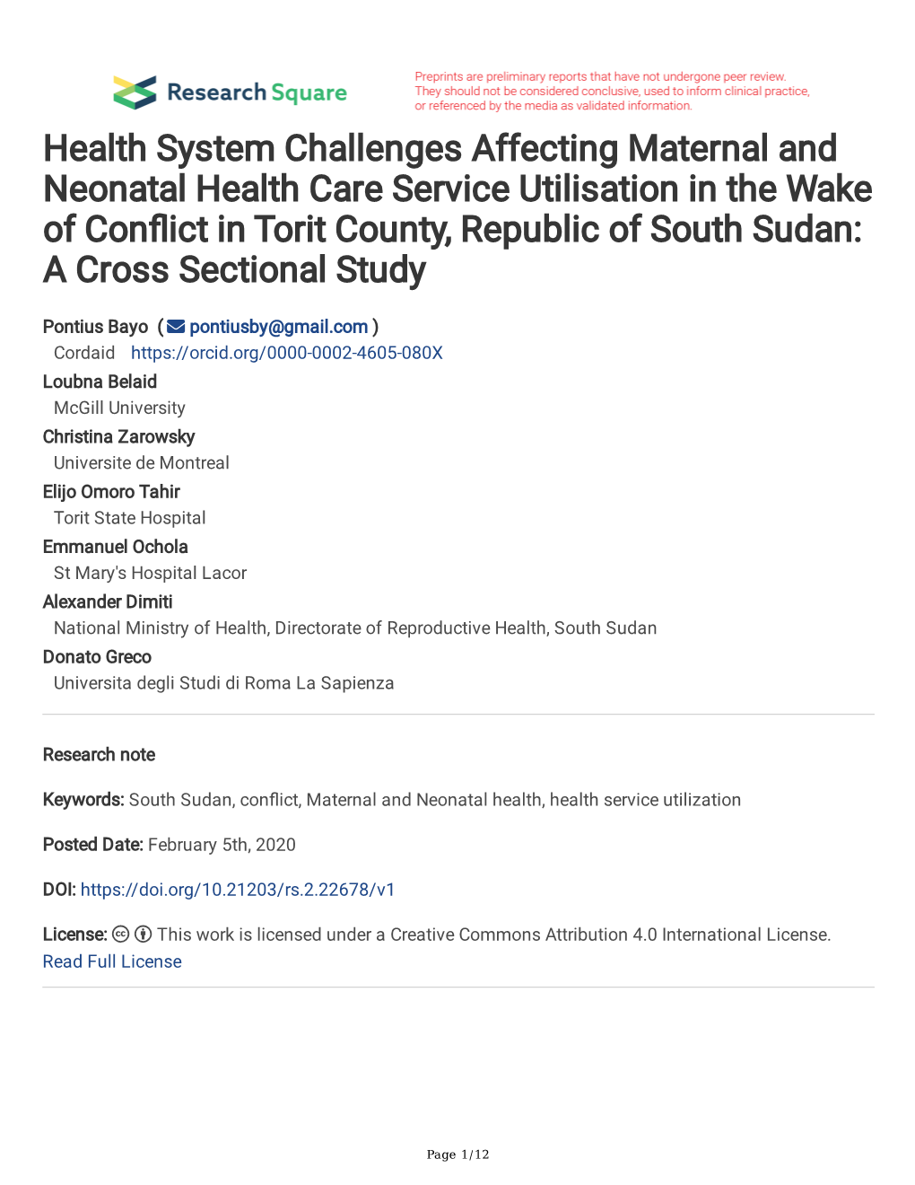 Health System Challenges Affecting Maternal and Neonatal Health Care