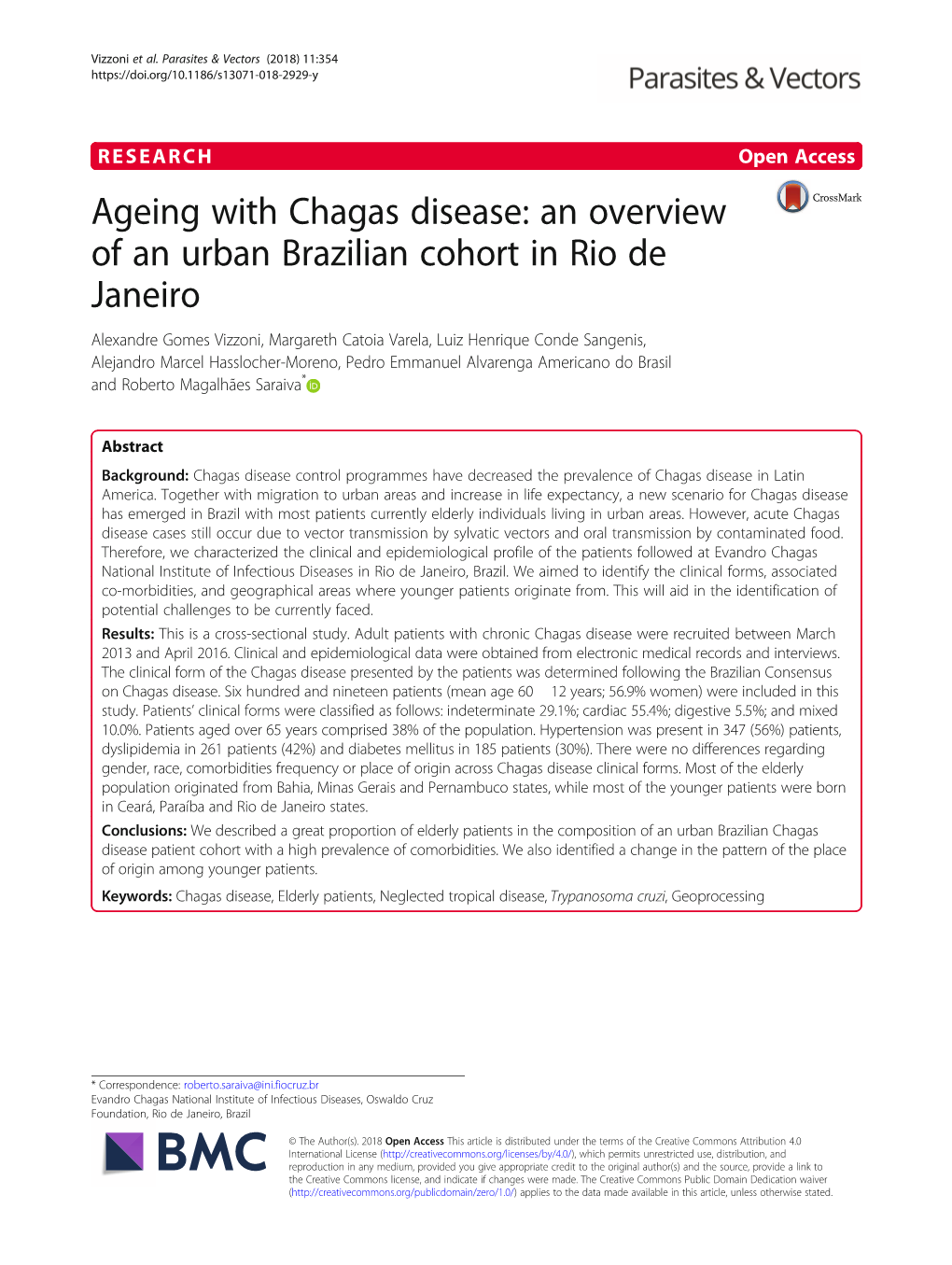 Ageing with Chagas Disease: an Overview of an Urban Brazilian Cohort in Rio De Janeiro