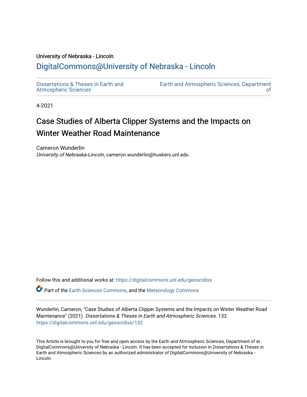 Case Studies of Alberta Clipper Systems and the Impacts on Winter Weather Road Maintenance