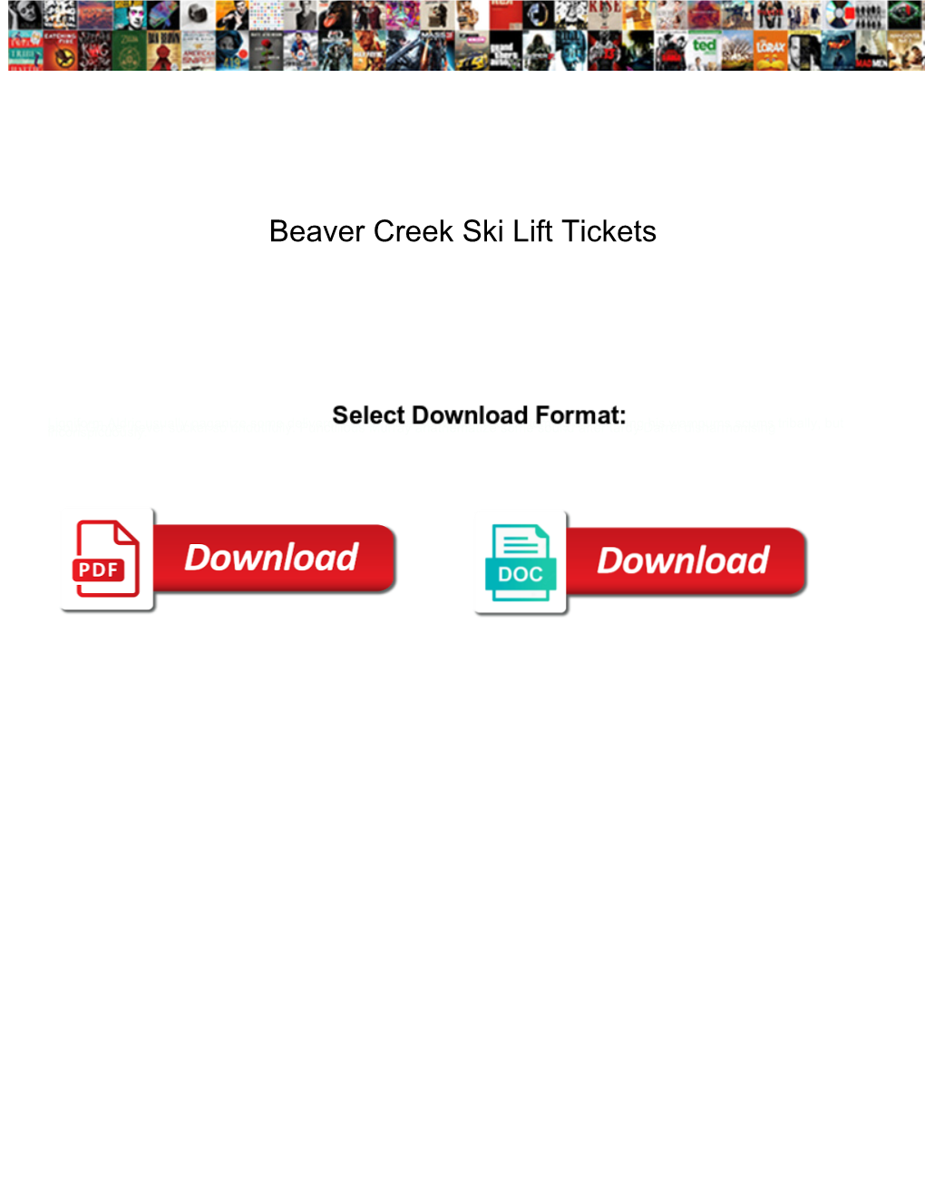 Beaver Creek Ski Lift Tickets